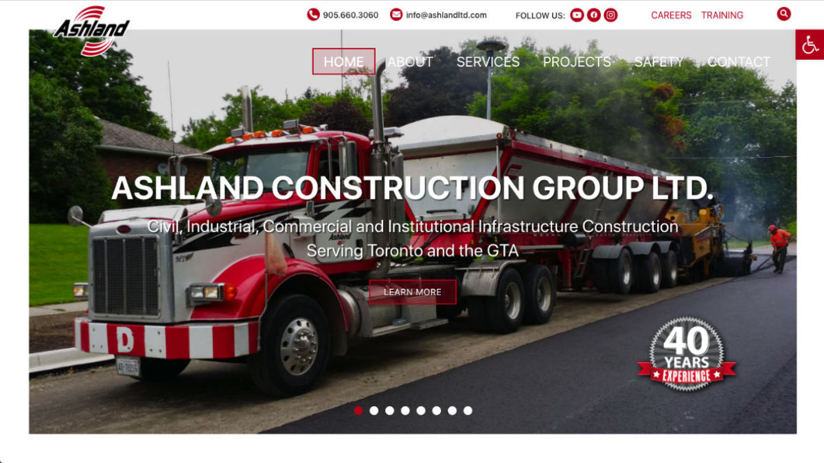 Ashland Construction Group Ltd. Website Screenshot